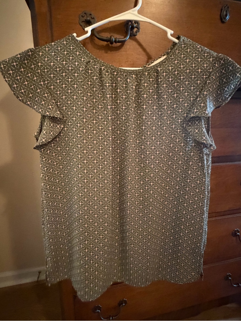 LOFT Olive Green Floral Print Top